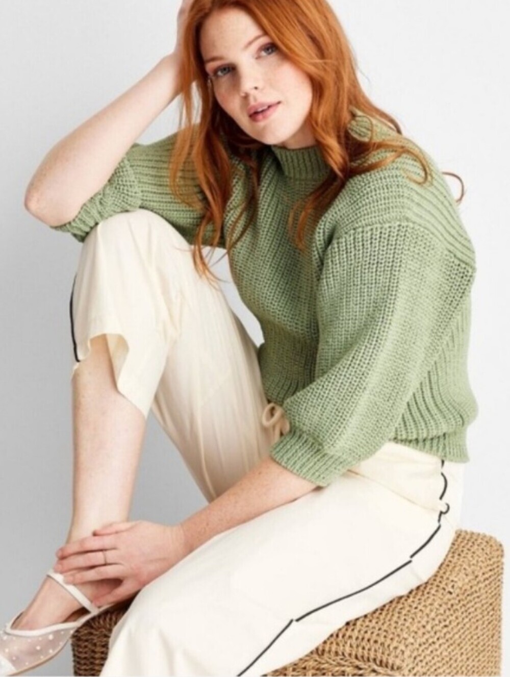 Future Collective - Women's Bubble Sleeve Crewneck Sweater - Future Co Green XL